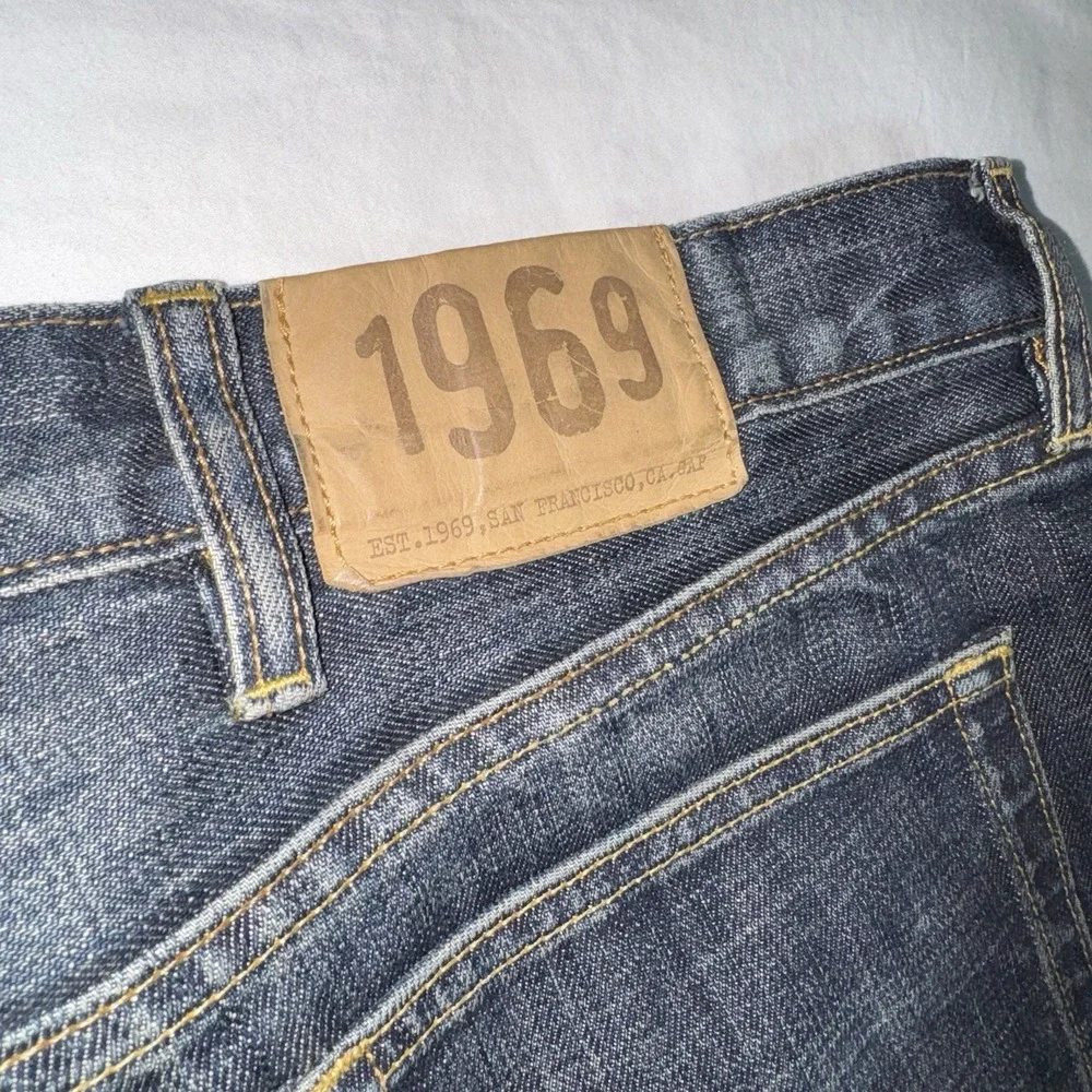 Gap 1969 Jeans Men's 38*x26* Selvedge Denim Straight Leg Easy Fit Dark Wash READ